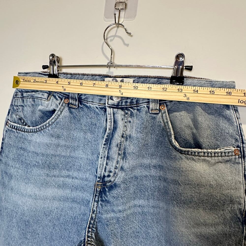 We The Free Jeans 31 Light Blue Curvy High Rise Button Fly Raw Hem Boho‎ Retro - Picture 7 of 12